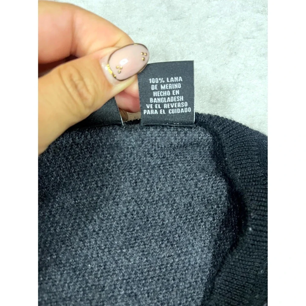 Calvin Klein Extra Fine Merino Sweater Mens XL Black Tight Knit Ribbed V Neck